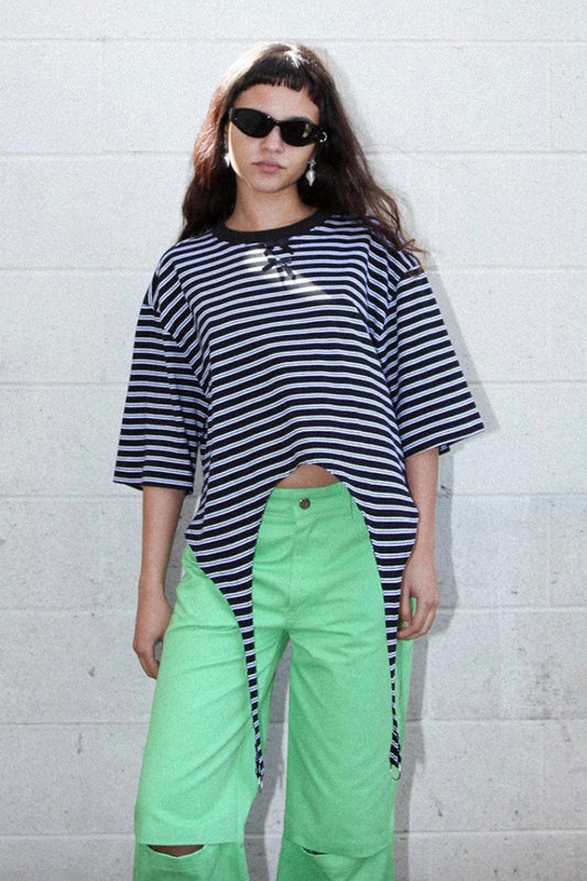 Kkco - Annika Garter Tee: Striped Black