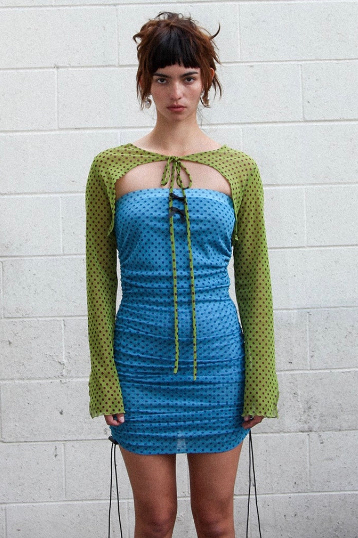 Kkco - Scrunch Mini Dress: Turquoise