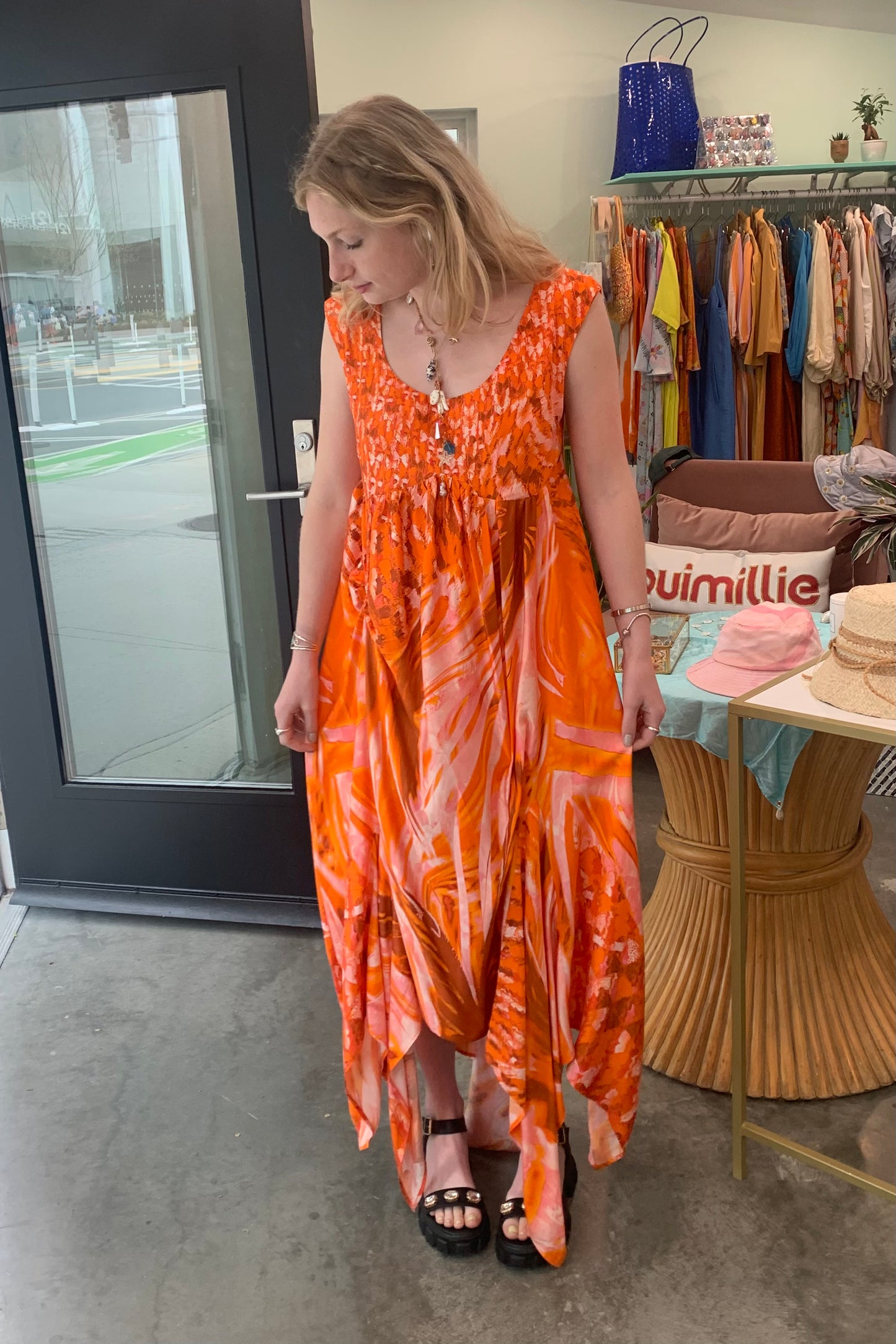 Collina Strada - Dara Dress: Orange Butterfly