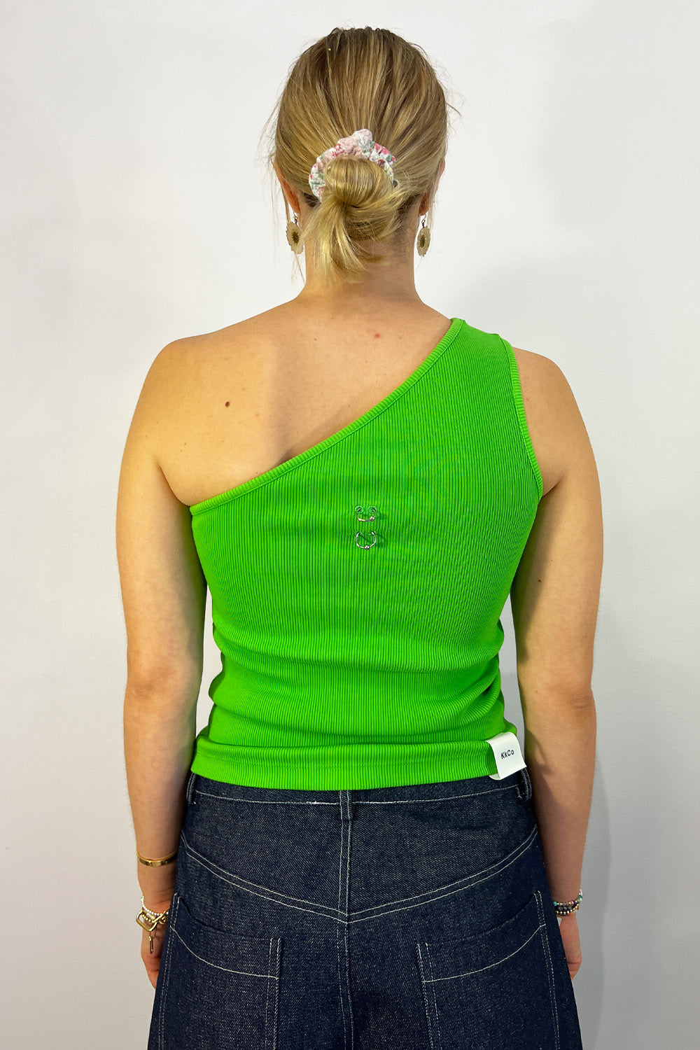 KkCo - Pierced One Shoulder Rib Tank: Lime