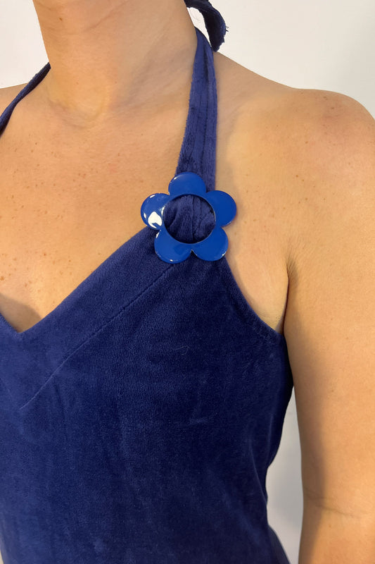 Ma Petite Plage - Mireille Dress: Deep Blue Flower