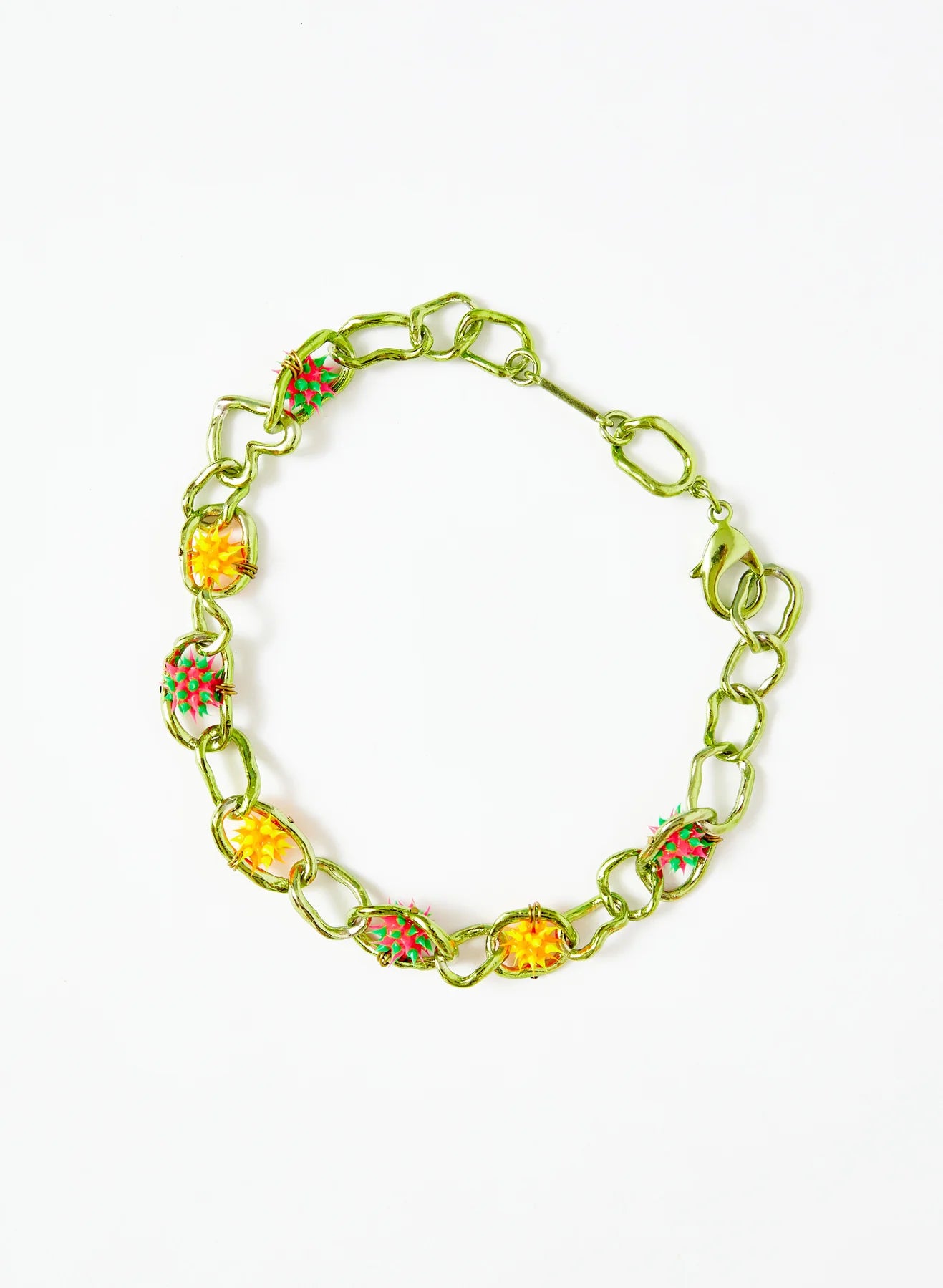Collina Strada - Spikeez Chain Necklace: Green