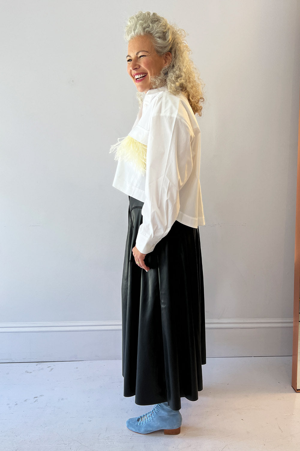 Monogram silk wrap skirt black – Totême
