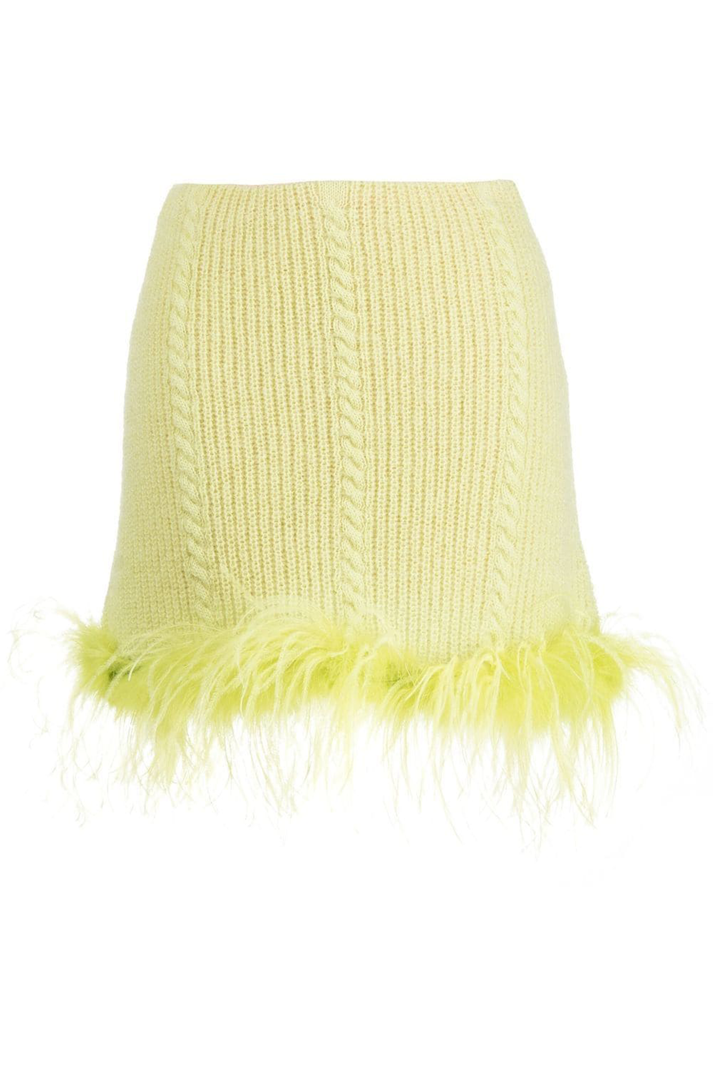 Vivetta- Feather Trim Cable Knit Skirt: Lime
