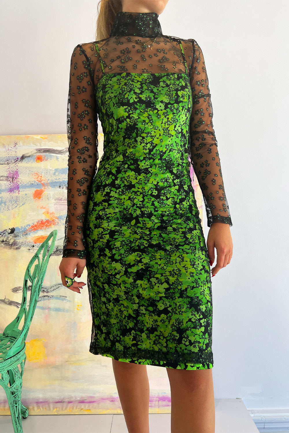 Stine Goya- Ibi Dress: Floral Pointillism