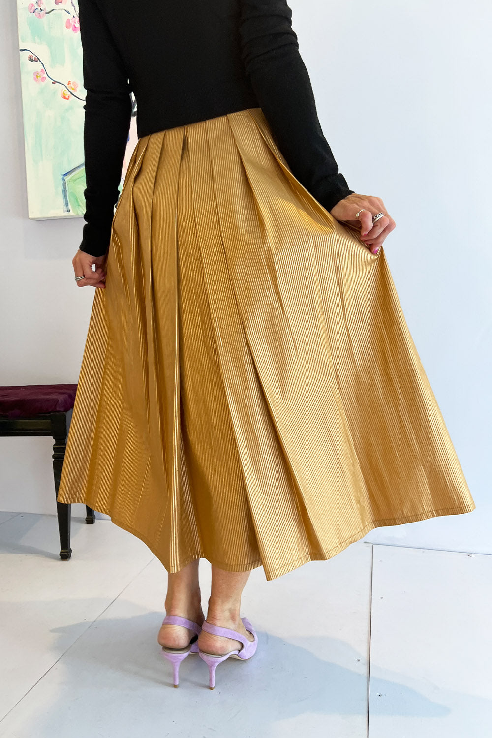 Alysi - Metal Striped Skirt