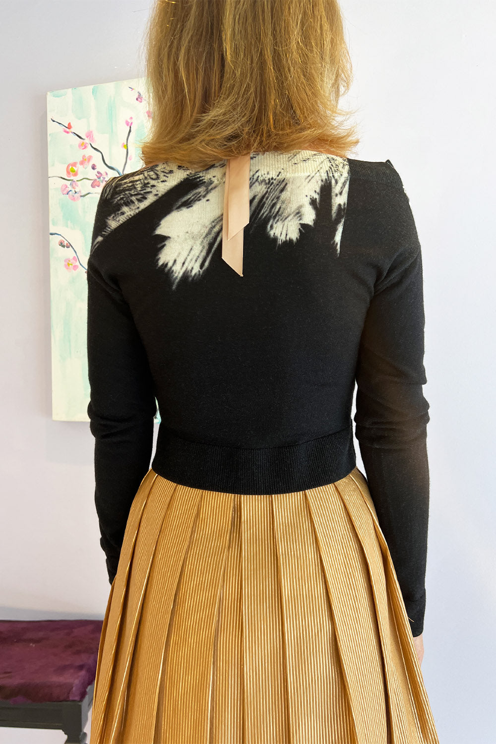 No. 21- Knitwear: Black Palm Print Sweater