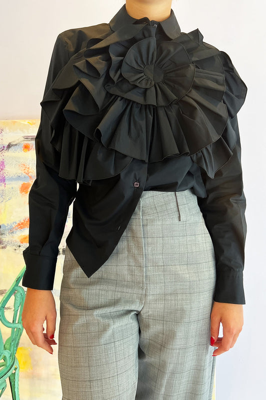 Vivetta- Ruffle Button up: Black