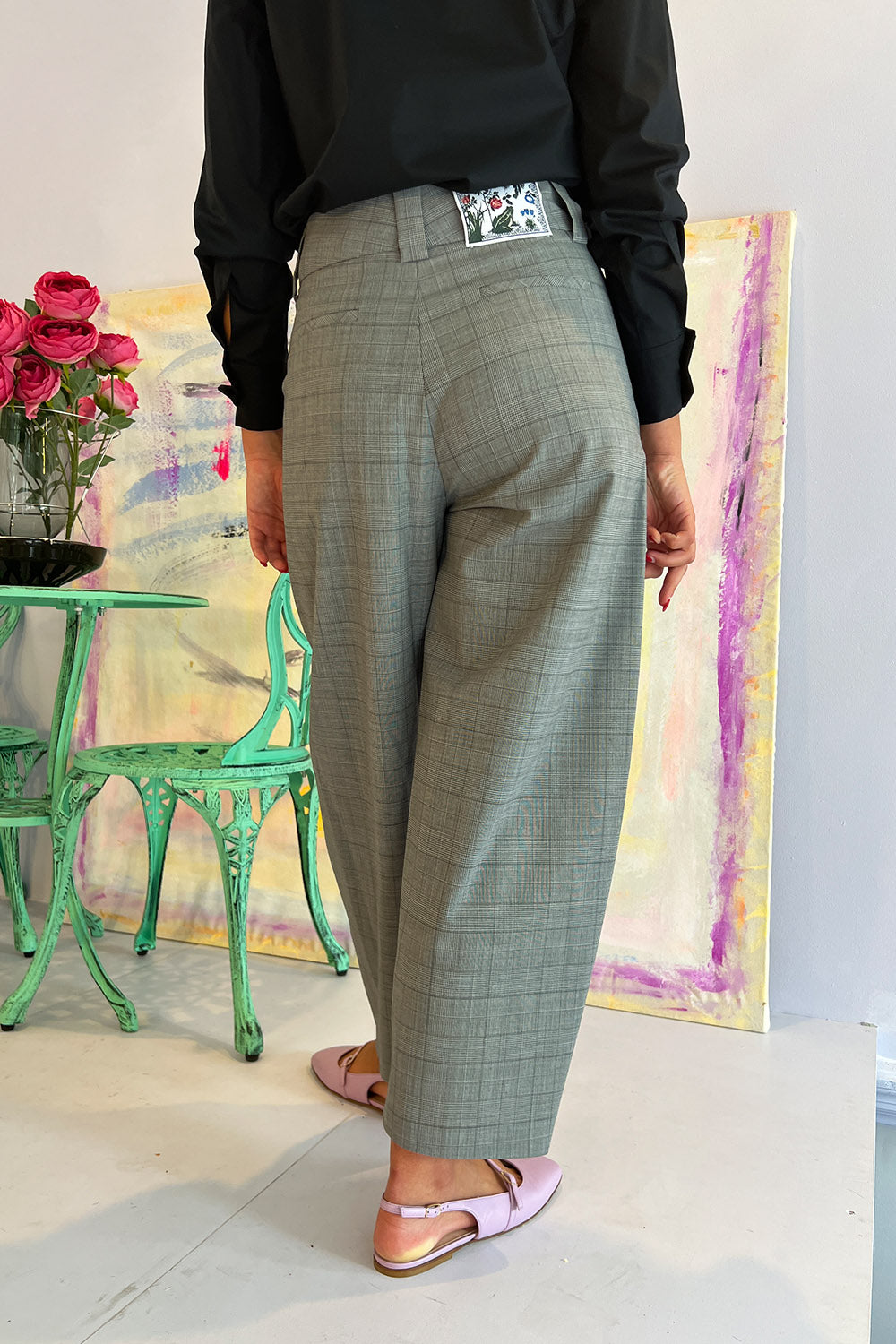 Vivetta- Trousers: Grey Plaid