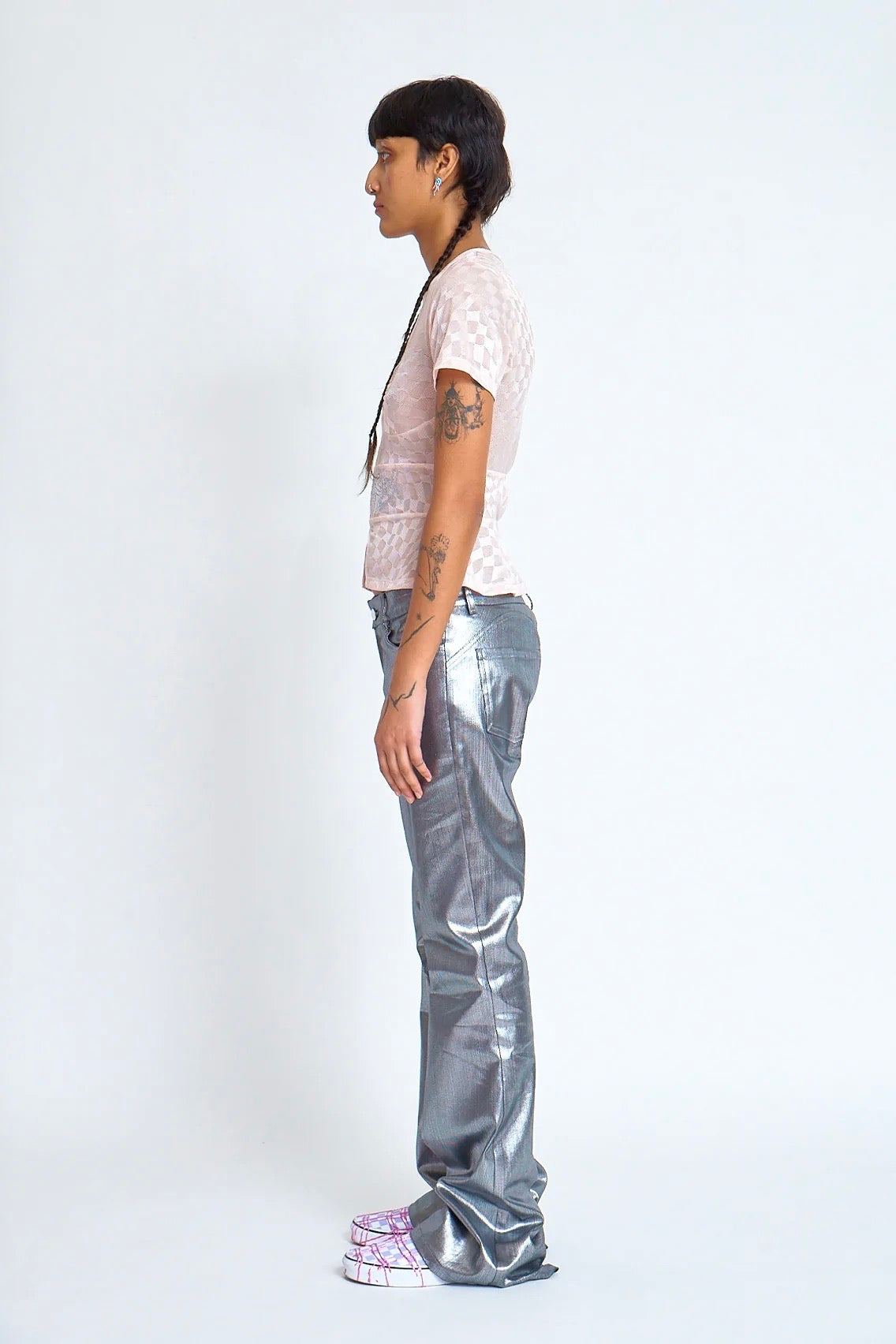 Collina Strada - Flare Pants: Silver